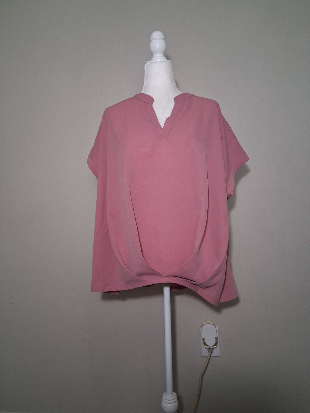 DAVI & DANI Dusty Rose Split V-Neck Dolman Top